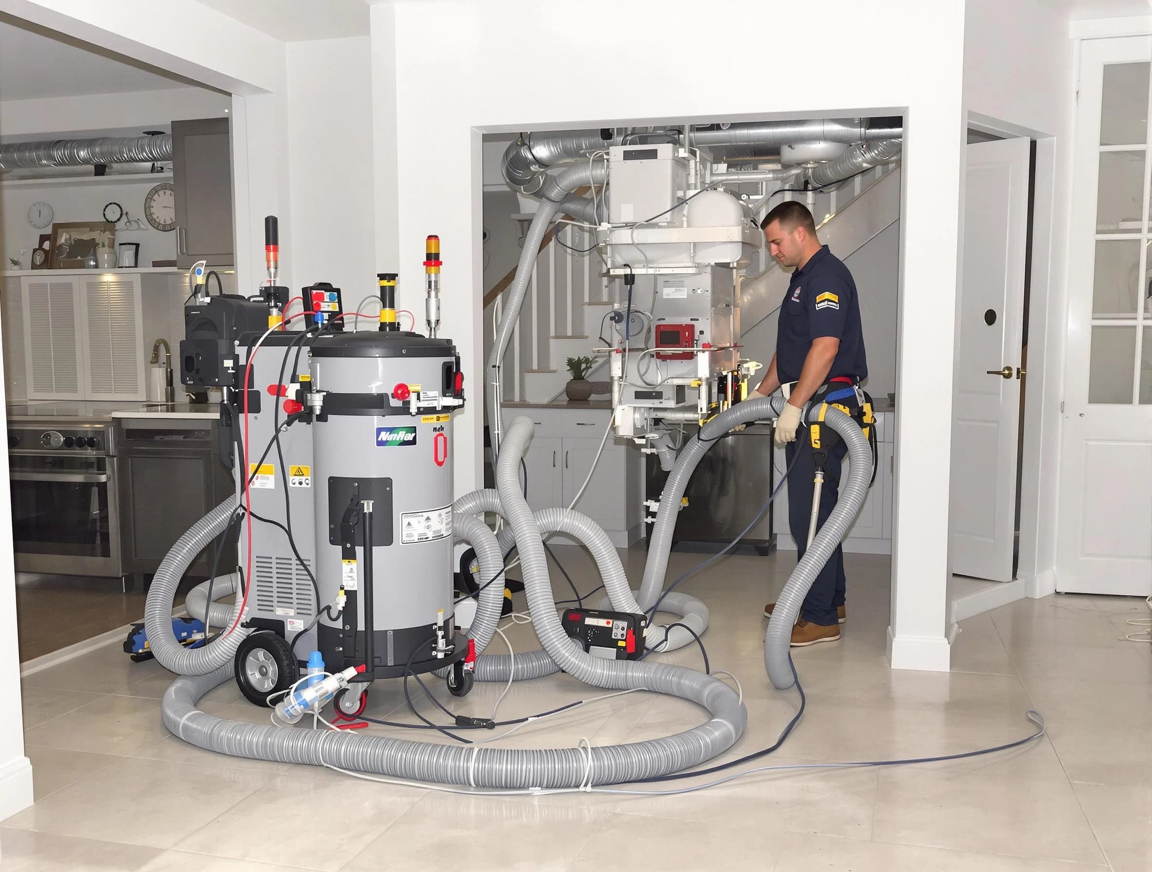 Brentwood Air Duct Cleaning technician operating negative pressure cleaning equipment for thorough duct maintenance in Brentwood