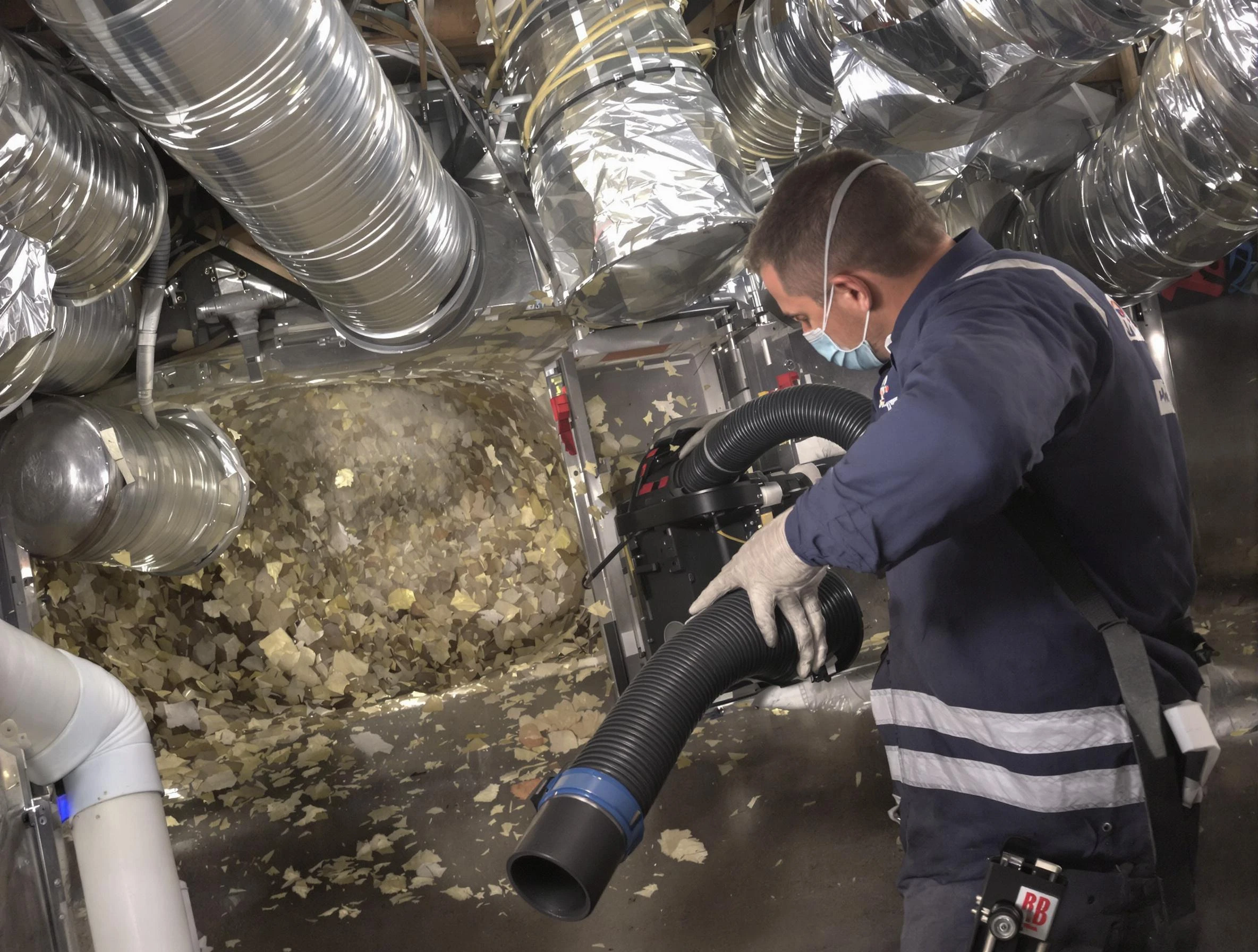 Brentwood Air Duct Cleaning specialist operating negative pressure cleaning equipment for thorough duct maintenance in Brentwood