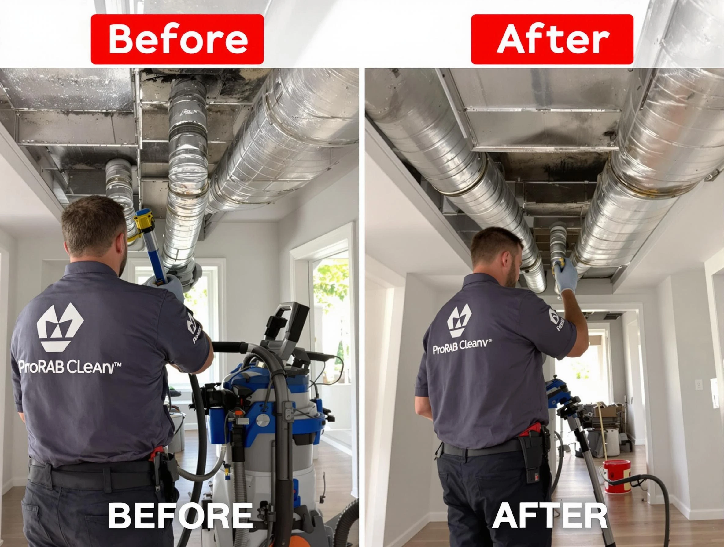 Brentwood Air Duct Cleaning expert performing thorough residential duct cleaning in a Brentwood home